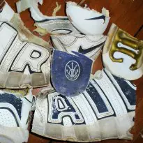Nike Uptempo custard filled and sliced